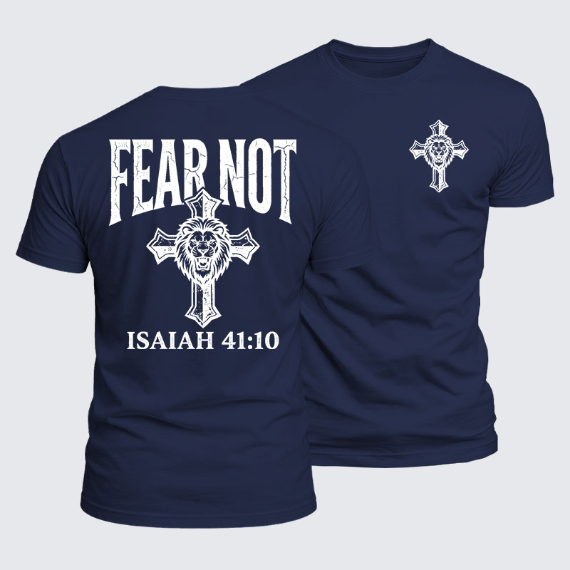 Fear Not Isaiah 41:10 Jesus God Christian  – Luxe Mercerized Interlock Cotton Tee