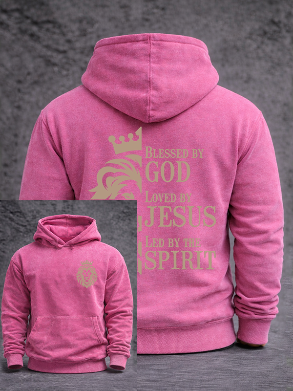 Blessed Loved Led Jesus God Christian Washed Hoodie