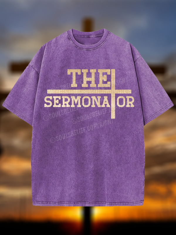 The Sermonator Christian Washed T-Shirt