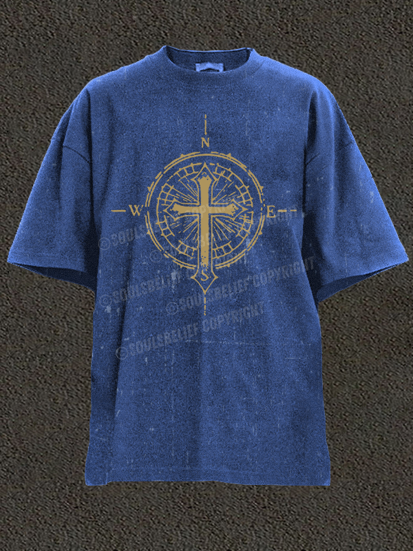 Cross Compass Christian Washed T-Shirt