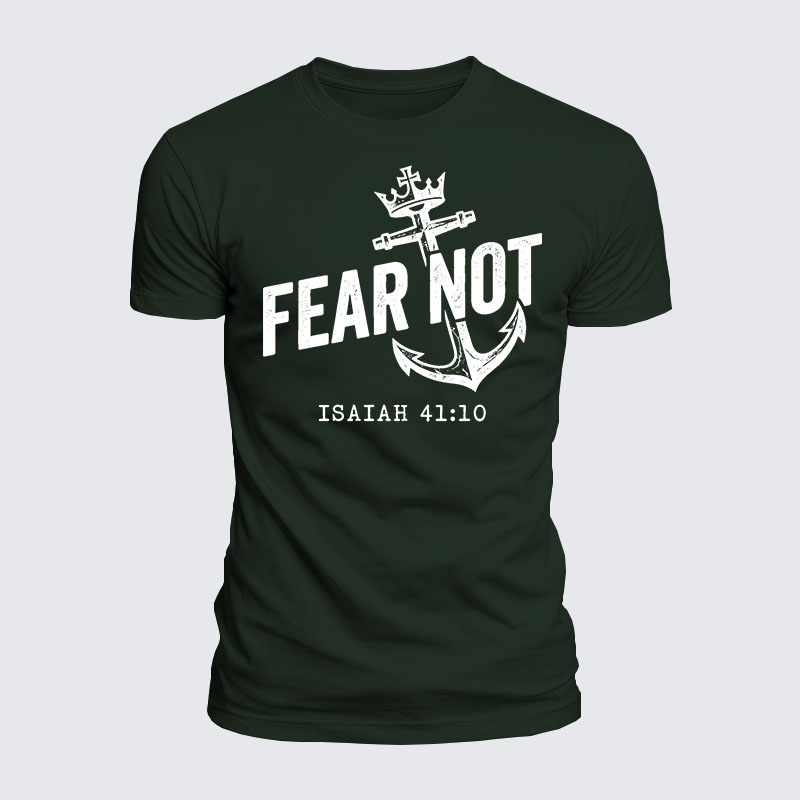 Fear Not Isaiah 41:10 Jesus God Christian  – Luxe Mercerized Interlock Cotton Tee
