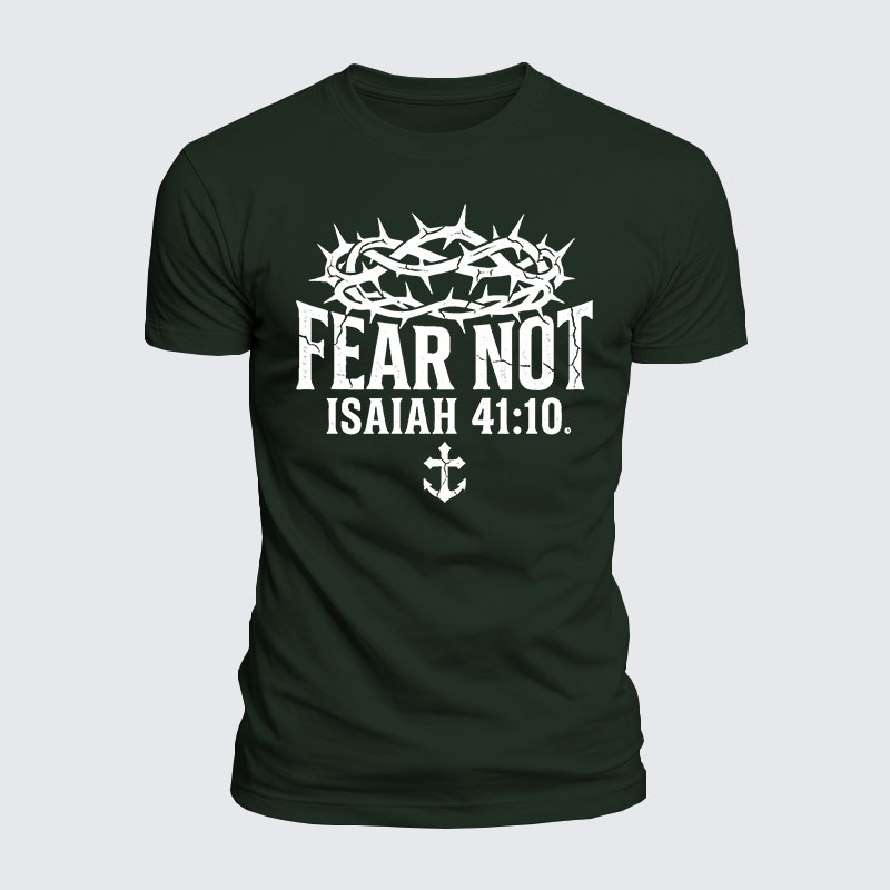Fear Not Isaiah 41:10 Jesus God Christian  – Luxe Mercerized Interlock Cotton Tee