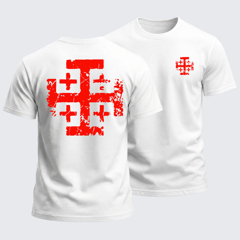 Heavyweight Cotton Tee - Knights Templar Jerusalem Cross