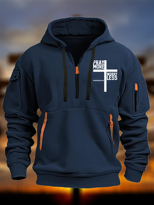 Pray More Worry Less Bible Verse Jesus God Christian Zipper Hoodies