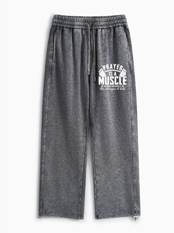Prayer Is A Muscle Jesus God Christian Washed Sweatpants