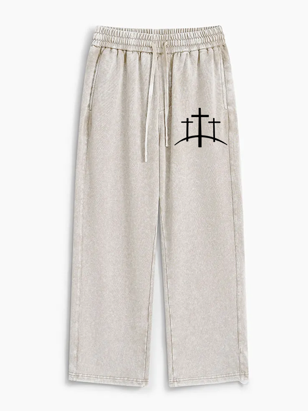 Cross Jesus God Christian Washed Sweatpants