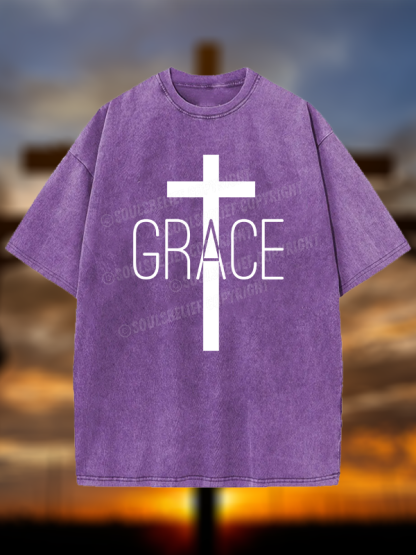 Grace Cross Christian Washed T-Shirt