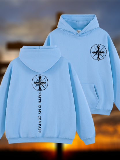 Faith Is My Compass Jesus God Christian Plush Fleece-Lined Hoodie