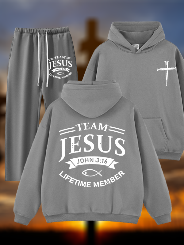 Jesus Team Jesus God Christian Plush Fleece-Lined Hoodie Set