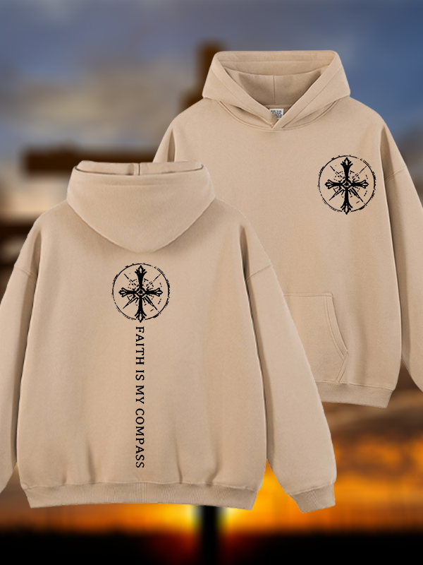 Faith Is My Compass Jesus God Christian Plush Fleece-Lined Hoodie