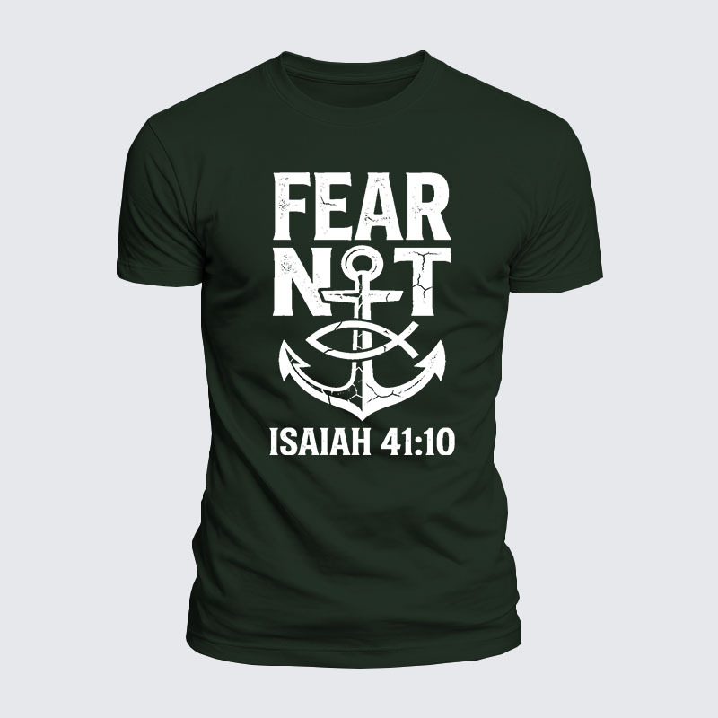 Fear Not Isaiah 41:10 Jesus God Christian  – Luxe Mercerized Interlock Cotton Tee