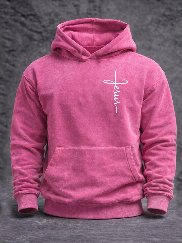 Jesus Cross Jesus God Christian Washed Hoodie