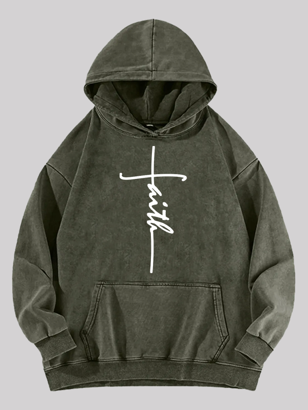 Faith Jesus God Christian Washed Hoodie