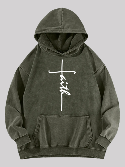 Faith Jesus God Christian Washed Hoodie