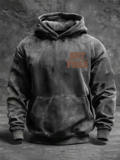 Set Free Jesus God Christian Washed Hoodie