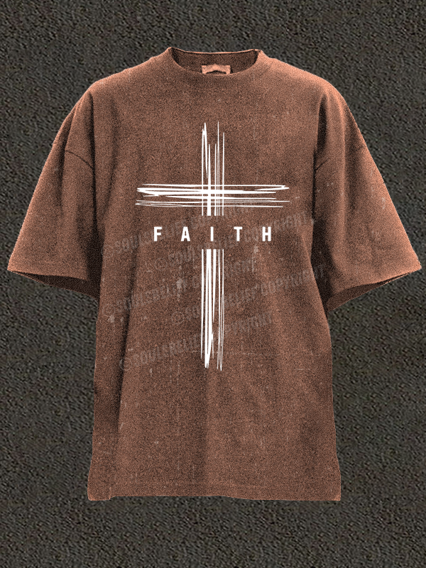 Faith Cross Christian Washed T-Shirt