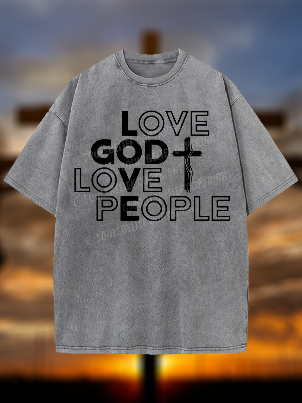 Love God Love People Christian Washed T-Shirt