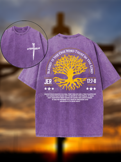 Blessed Is The One Who Trust In The Lord Jesus God Christian Washed T-Shirt