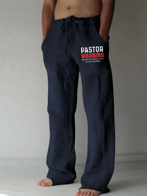 Pastor Warning Anything You Say or Do Could Be Used in a Sermon Christian Beach Pants
