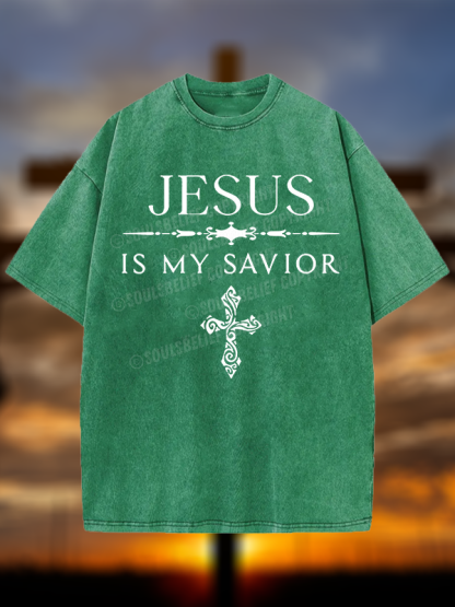 Jesus Is My Savior Christian Washed T-Shirt