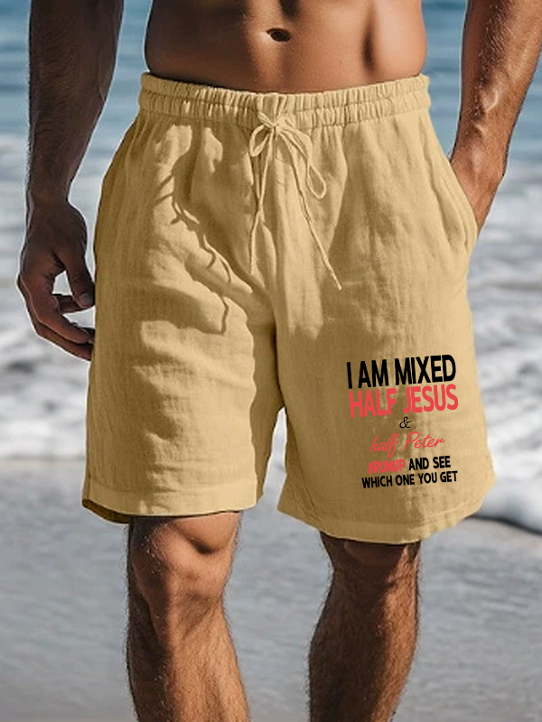 I Am Mixed Half Jesus & Half Peter  Christian Beach Shorts