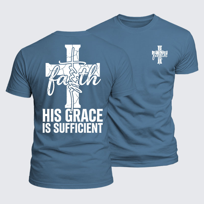 His Grace Is Sufficient Jesus God Christian  – Luxe Mercerized Interlock Cotton Tee