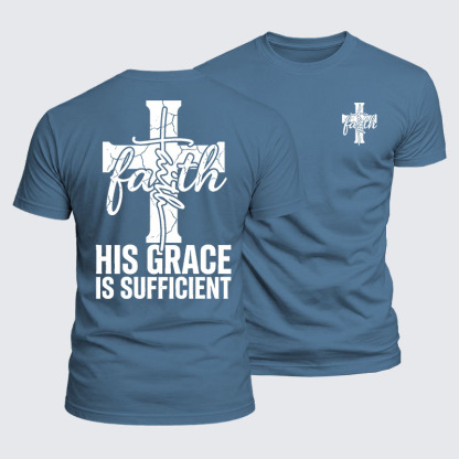 His Grace Is Sufficient Jesus God Christian  – Luxe Mercerized Interlock Cotton Tee