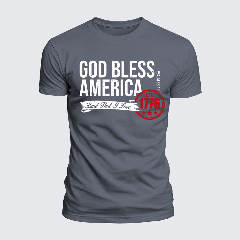 Luxe Mercerized Cotton Tee - God Bless America - Psalm 33:12 