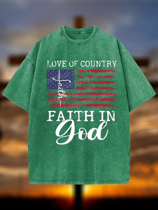 Faith In God Christian Washed T-Shirt