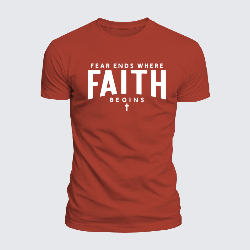 Luxe Mercerized Cotton Tee - Fear Ends Where Faith Begins