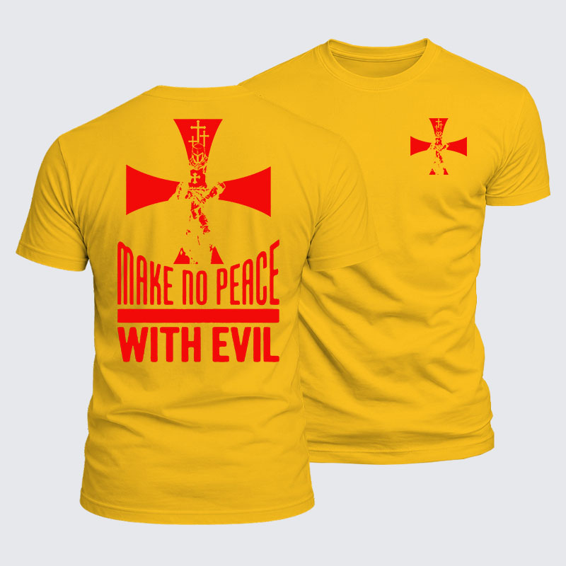 Luxe Mercerized Cotton Tee - Make No Peace with Evil Knight Templar Cross