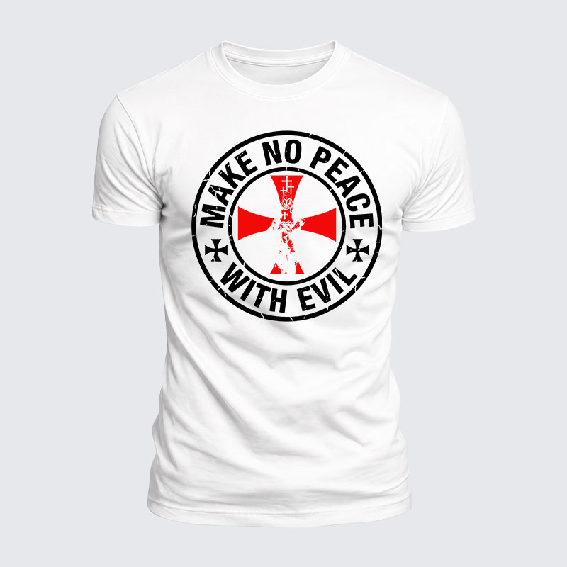 Luxe Mercerized Cotton Tee - Make No Peace with Evil Knight Templar Cross