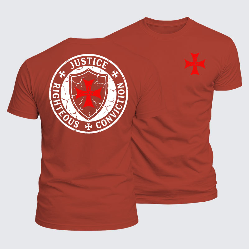 Luxe Mercerized Cotton Tee - Templar Virtues of the Knights Templar Shield