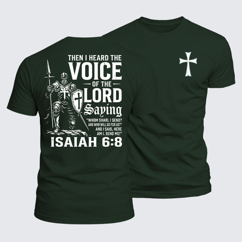 Luxe Mercerized Cotton Tee - Voice of the Lord Isaiah 6:8 Knight Warrior