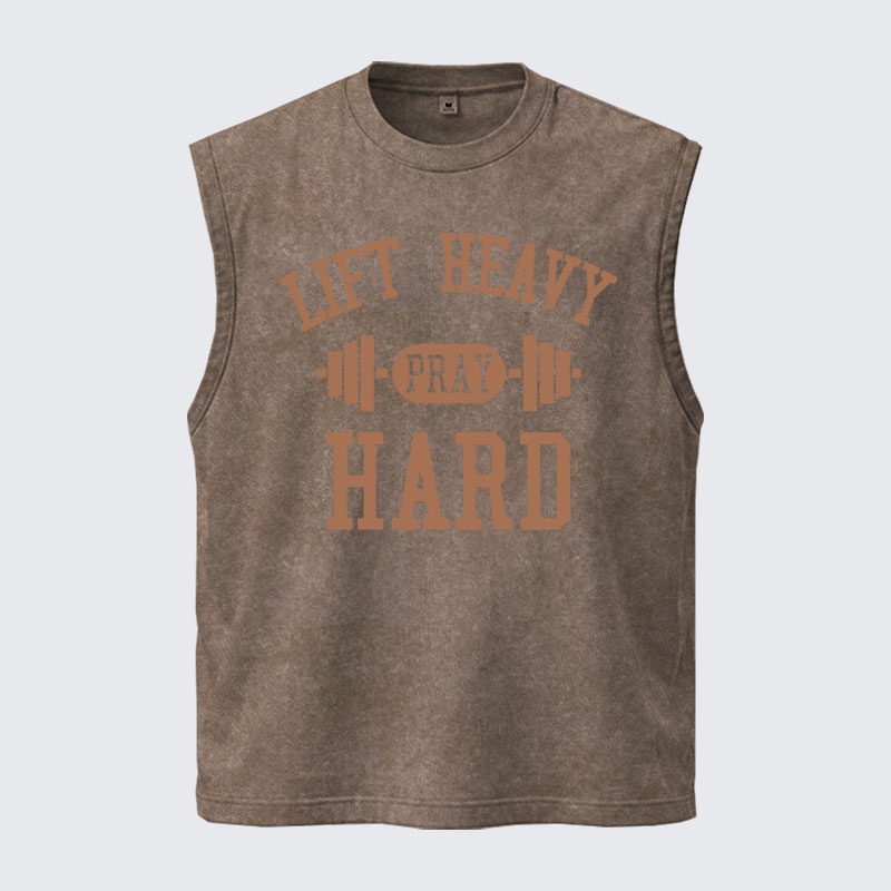 Washed Tank Top - Lift Heavy Pray Hard