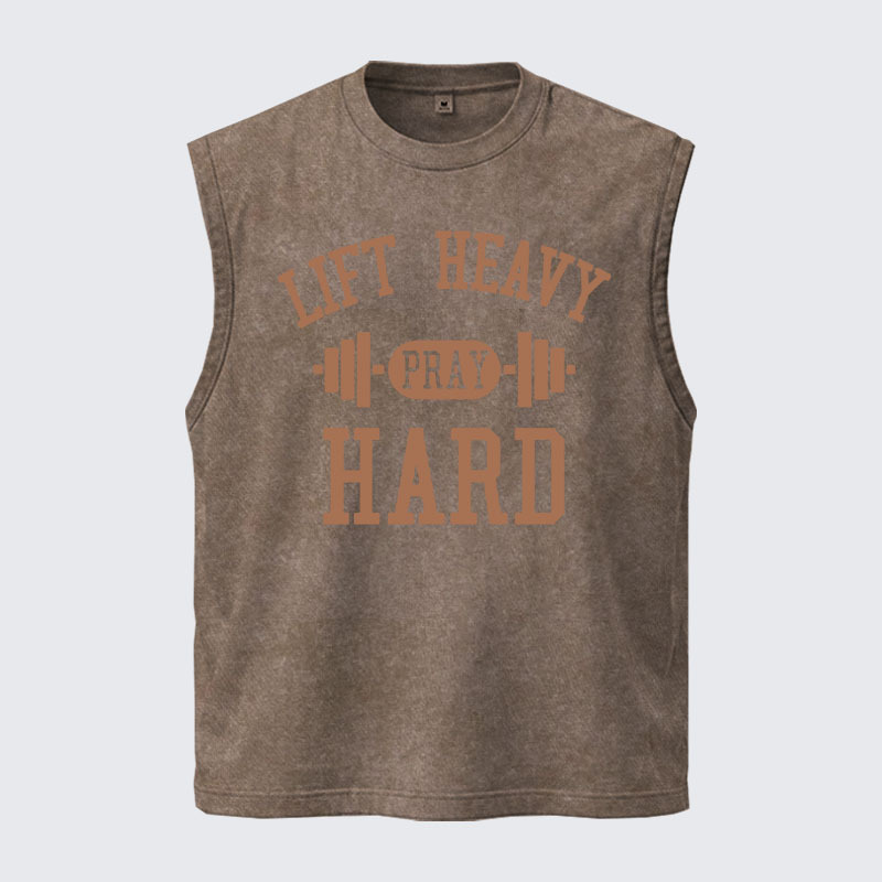 Washed Tank Top - Lift Heavy Pray Hard