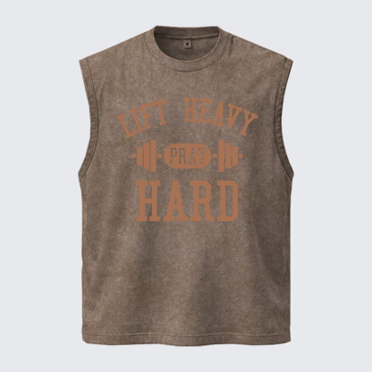 Washed Tank Top - Lift Heavy Pray Hard