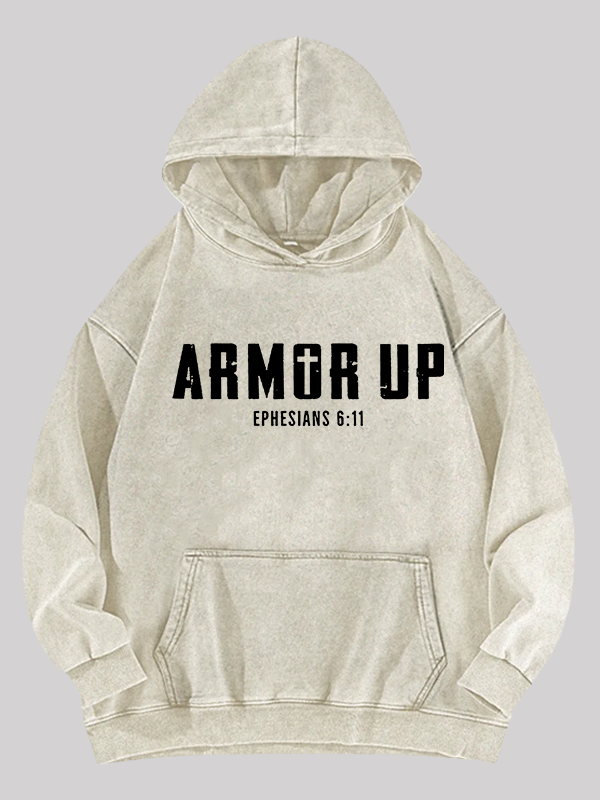 Armor Up  Jesus God Christian Washed Hoodie