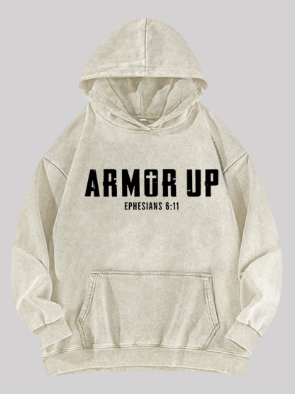 Armor Up  Jesus God Christian Washed Hoodie