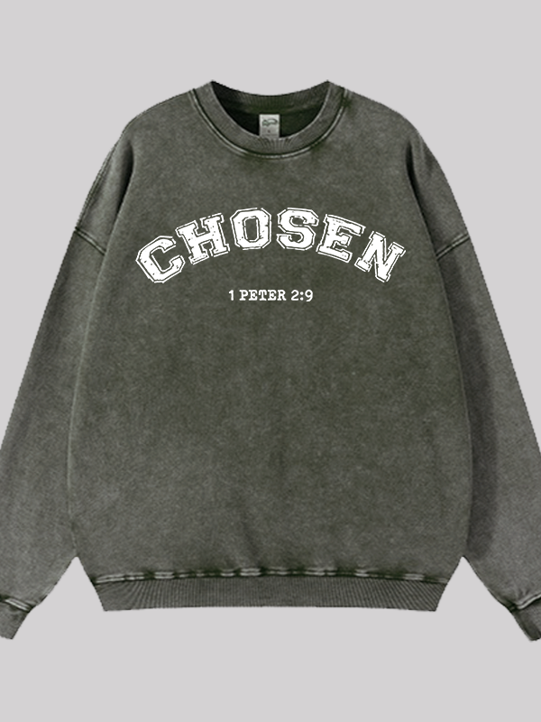 Chosen Jesus God Christian Washed Sweatshirt