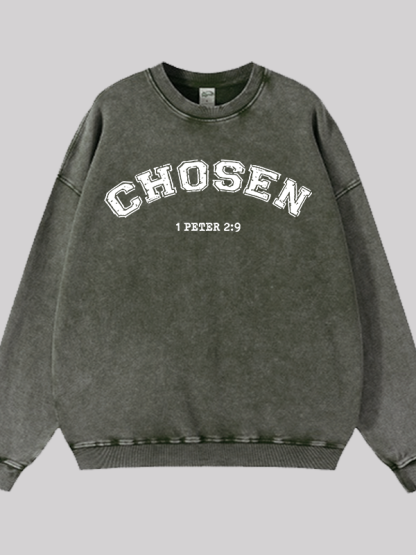Chosen Jesus God Christian Washed Sweatshirt