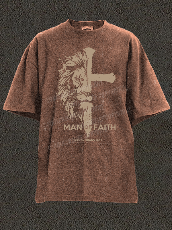 Man of Faith Christian Washed T-Shirt