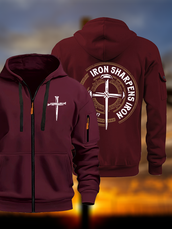Iron Sharpens Iron - Proverbs 27:17 Jesus God Christian Zipper Hoodies