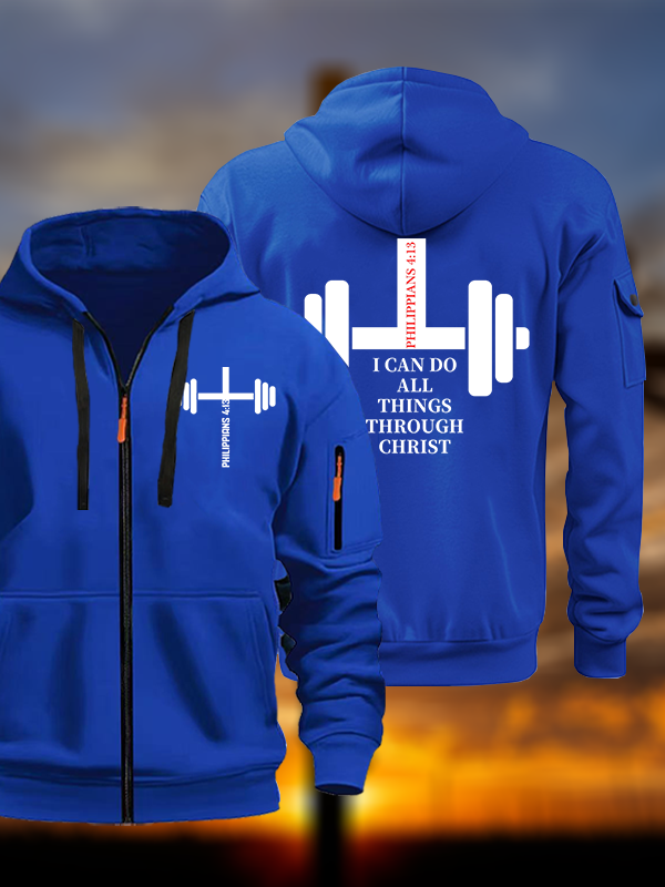 Fitness Philippians 4 : 13 Jesus God Christian Zipper Hoodies