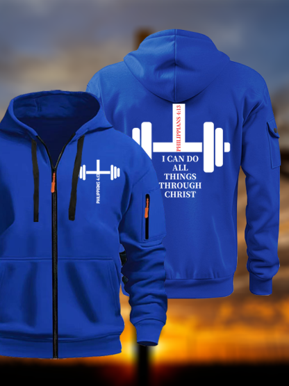 Fitness Philippians 4 : 13 Jesus God Christian Zipper Hoodies