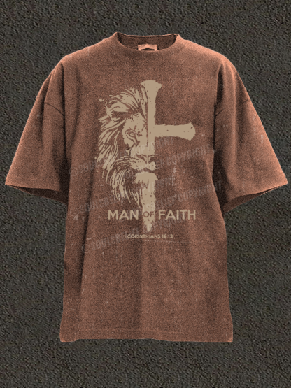 Man of Faith Christian Washed T-Shirt