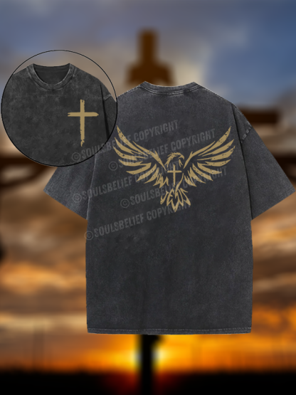 Wings Like Eagles Christian Washed T-Shirt