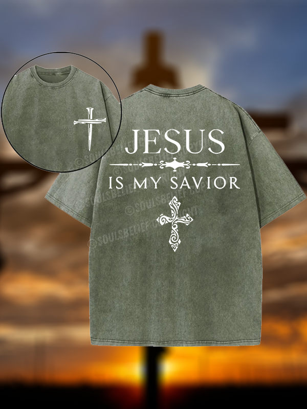 Jesus Is My Savior Christian Washed T-Shirt