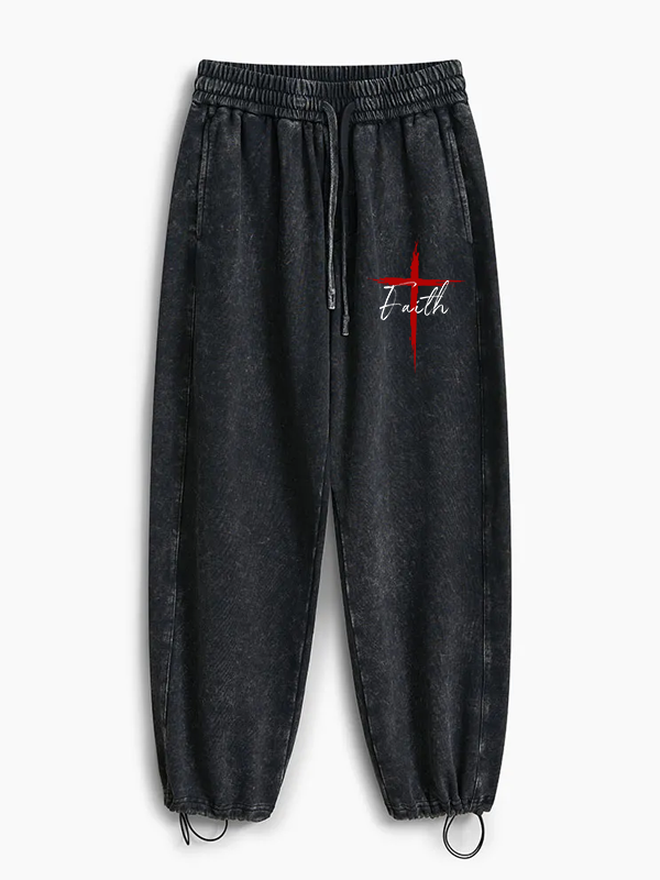 Faith Jesus God Christian Washed Sweatpants