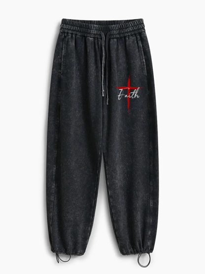 Faith Jesus God Christian Washed Sweatpants